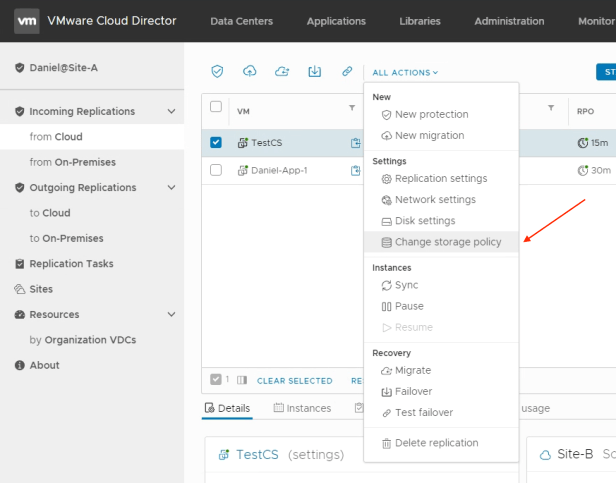 change storage policy 1